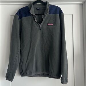 Gray and Navy Quarter-Zip Pullover